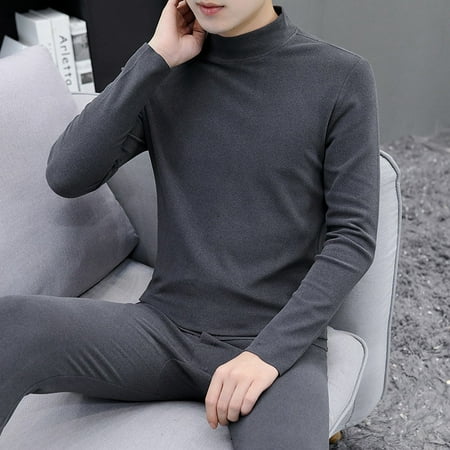 

Men Turtleneck Fleece Thermal Warm Slim Tops Pants Underwear Johns Pajama Set