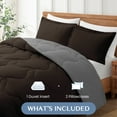 thumbnail image 3 of Peace Nest 3-Piece Lightweight Solid Reversible Quilted Down Alternative Comforter and Shams Bedding Set, Full/Queen, 3 of 6