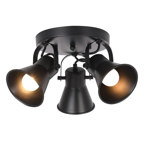 3-Light horn black modern ceiling light, suitable for hallway, bedroom, dining room lighting
