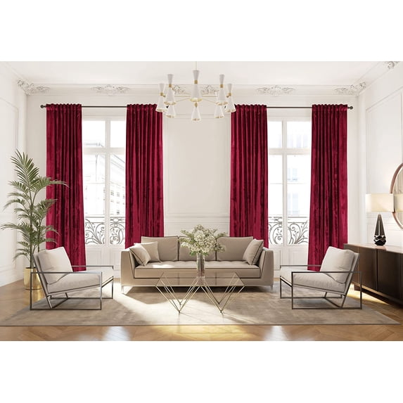 3S Brother's Ruby Extra Long Shiny Velvet Curtains Luxury Colors Light Blocking Hang Back Tab & Rod Pocket 1 Panel Curtain 5-30 Ft Home Décor Custom Made Drapes -Made in Turkey(52"W X 288"L)