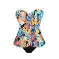 thumbnail image 4 of DHFJKG Women's Strapless Two Piece Swimsuits Floral Flowy Swim Top Briefs Tummy Control Bathing Suit Vacation Beachwear, 4 of 4