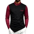 thumbnail image 3 of Men's Long Sleeve Dress Shirt Retro Slim Fit Asymmetric Button Stand Blouses Irregular Hem Business Golf Tops, 3 of 8