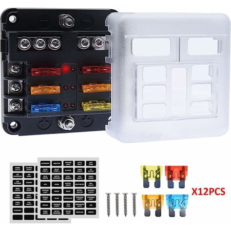 Boîte à Fusibles 4 Voies 12/24V Avec 4 Lames - Pour Voiture, Camion, Bateau, Installations électriques