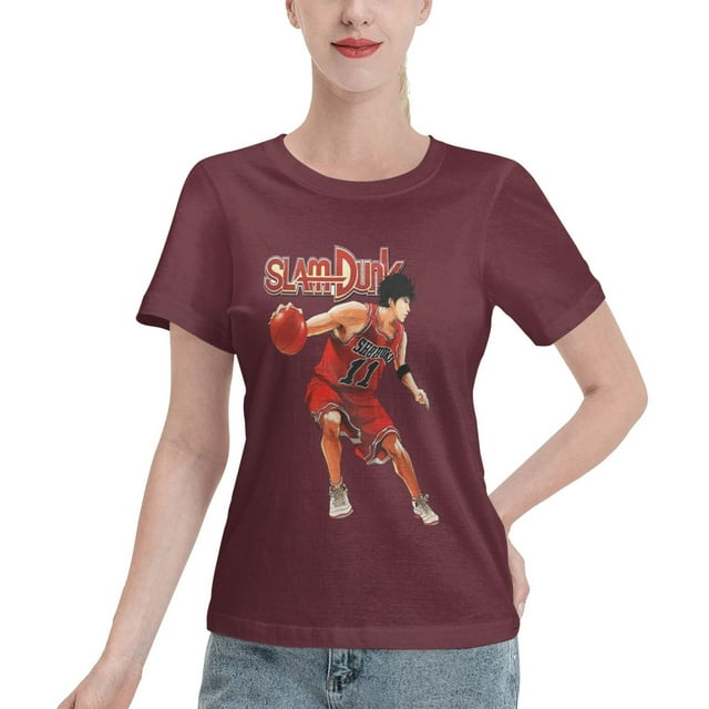 T-Shirt Basique à Manches Courtes pour Femmes Slam Dunk Rukawa Érable