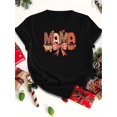 thumbnail image 2 of 1pc Vintage Style Women'S T-Shirt, Geometric Pattern "MAMA" Print, Short Sleeve, Round Neck, Polyester Casual Top, Regular Length, Summer Season, 2 of 8