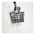 thumbnail image 5 of Fashion PVC Tote Bag for Women Large Plastic Tote Bag for Work Letter Print Hobo bag Kraft Paper Work Handbags Purses Checkered-Black, 5 of 8