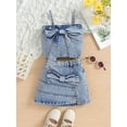 thumbnail image 2 of Bagilaanoe 2Pcs Little Girls Summer Clothes Toddler Sleeveless Crop Tops + Skirt 12M 18M 24M 3T 4T 5T 6T Kids Casual Denim Skirt Set, 2 of 8