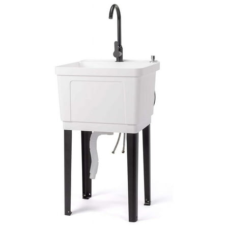 AetherLove 19.7"W x 18.9"D x 46.9"H In/Outdoor Utility Sink Laundry Tub for Washing Room with Faucet for Bathing Pet