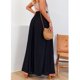 thumbnail image 5 of Pantalones largos de cintura elástica con bolsillo de botones informales sólidos de verano a la moda para mujer Fridja  alkflakhf34094, 5 of 9