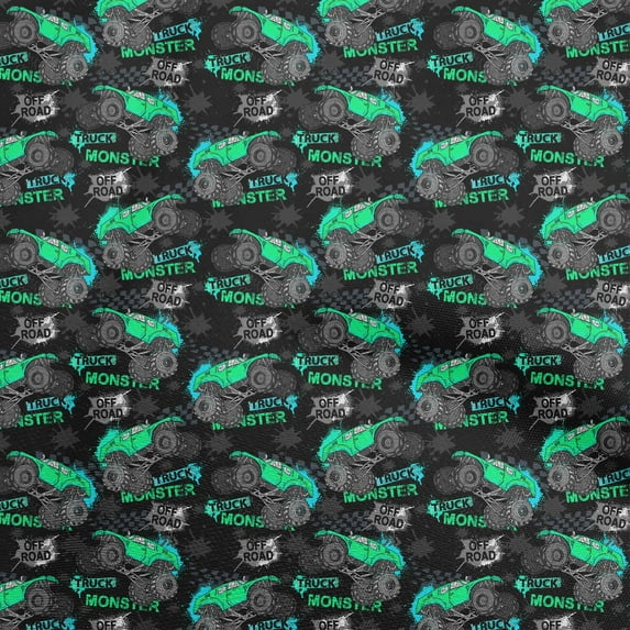 oneOone Cotton Poplin Twill Sea Green Fabric Truck Quilting Supplies Print Sewing Fabric By The Yard 56 Inch Wide