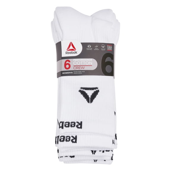 Reebok Performance Cotton Targeted Cushion Crew Socks, 6-Pack