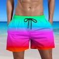thumbnail image 2 of Mens Swim Trunks Rainbow Seven Color Rendering Print Shorts with Mesh Lining Swimwear Bathing Suits 5 Inch Pants, 5X-Large, Pink, 2 of 5