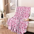 thumbnail image 2 of Pink Breast Cancer Round Blanket,Comfortable Soft Flannel Throw Blanket,All Season,Warm Lightweight Blankets for Sofa Bed Couch Living Room Chair 60"x60", 2 of 5