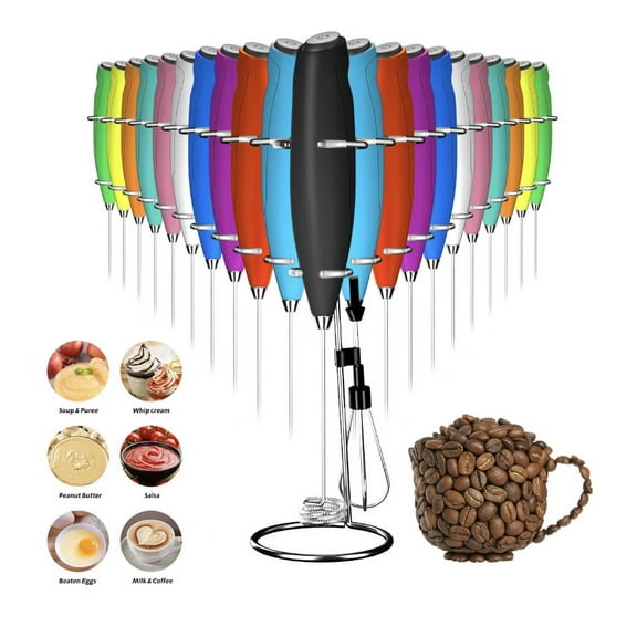 ZHAWK Handheld Powerful Milk Frother with Stand | Foam Maker for Lattes | Coffee Frother | Battery Operated (Not Included) | Portable Electric Whisk for Cappuccino, Matcha, Frappe, and Hot Chocolate