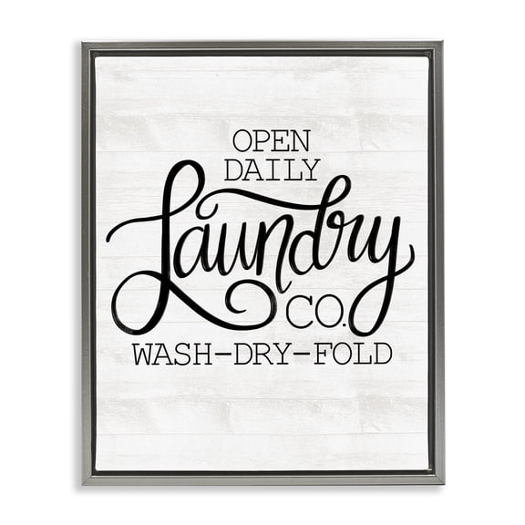 Stupell Industries Rustic Lodge Laundry Co Farmhouse Bathroom Gray Floating Frame Canvas Art, 25 x 31, by Taylor Shannon Designs