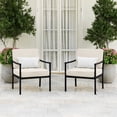 thumbnail image 3 of Martha Stewart Set of 2 Indoor-Outdoor Patio Accent Chairs with Steel Frames in Black with Cream All-Weather Cushions, 3 of 13