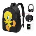 thumbnail image 1 of Mochila de viaje Tweety Bird para portátil, resistente al agua y antirrobo, con puerto de carga USB, de 17 pulgadas, ideal para negocios, trabajo, universidad, etc., ideal como mochila informal., 1 of 5