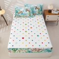 thumbnail image 4 of Manfei Cartoon Sea Turtle Zipper Twin Comforter Sets with Fitted Sheet and 2 Pillowcases,Calm Ocean Plant Zipper Bedding Set,Green,Polkadot Reversible,4pcs, 4 of 8