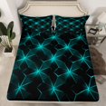thumbnail image 2 of Manfei Boys Children Geometric Grid Plaid 3pcs Twin Sheet Sets,Abstract Neon Lights Twin Fitted Sheet,Futuristic Cubes Breathable Flat Sheet,Luxury Bedroom Decor, 2 of 7