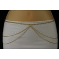 thumbnail image 4 of New Women Hip Waist Gold Wide Full Waves Thin Metal Chain Fashion Belt Bling S M, 4 of 6