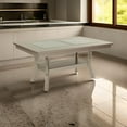 thumbnail image 6 of Teme 66 Inch Dining Table-Glass Top-Lower Shelf-Beige Rubberwood, 6 of 6