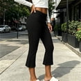 thumbnail image 2 of ShomPort Capri Pants for Women Fold over Low Waist Wide Leg Comfy Summer Lounge Capris Going Out Yoga Pants, 2 of 6