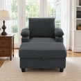 thumbnail image 2 of Lunale Accent Chair with Storage Ottoman & Adjustable Backrest, Chaise Lounge Chair Indoor with USB, Living Room Reading Armchair, Gray, 2 of 10