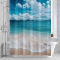 thumbnail image 2 of Summer Ocean Beach Wave Bathroom Shower Curtain, Modern Blue Marine Style Waterproof Washable Soft Bath Curtain for Bathtub Decor with 12 Hooks&Grommet, 48x72 Inch, 2 of 9