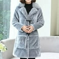 thumbnail image 3 of HTNBO Women Faux Fur Full Length Winter Coat Warm Fluffy Fleece Long Parka Jacket Thick Sherpa Outerwear Overcoat, 3 of 5