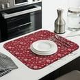 thumbnail image 3 of Red Christmas Snowflake Pattern Dish Drying Mat for Kitchen 1 Pack, Ultra Absorbent Microfiber Dishes Drainer Mats,16x18in(41x46cm), 3 of 6