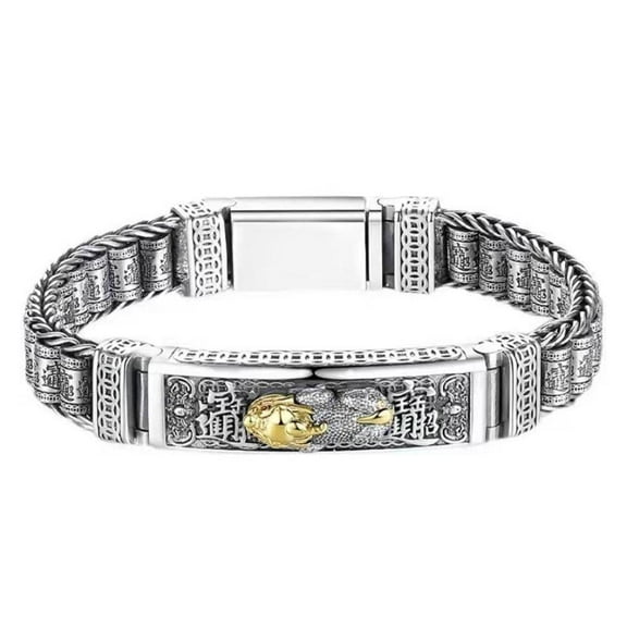 4Pcs Silver Plated Lucky Feng Shui Open Bracelet Attract Wealth Cuff Prof W