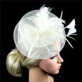 thumbnail image 4 of LEKODE Fashion Hats for Women Tea Hats for Women 2025 Fascinator Headband Women's Fascinators Tea Party Accessories for Women Feather Hair Clip High Tea Hats for Women White One Size, 4 of 7