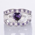 thumbnail image 3 of Three Piece Hearts And Arrows Zircon Ring Set Green Purple Red Blue Diamond Colors For Women Fashion Accessory, 3 of 6