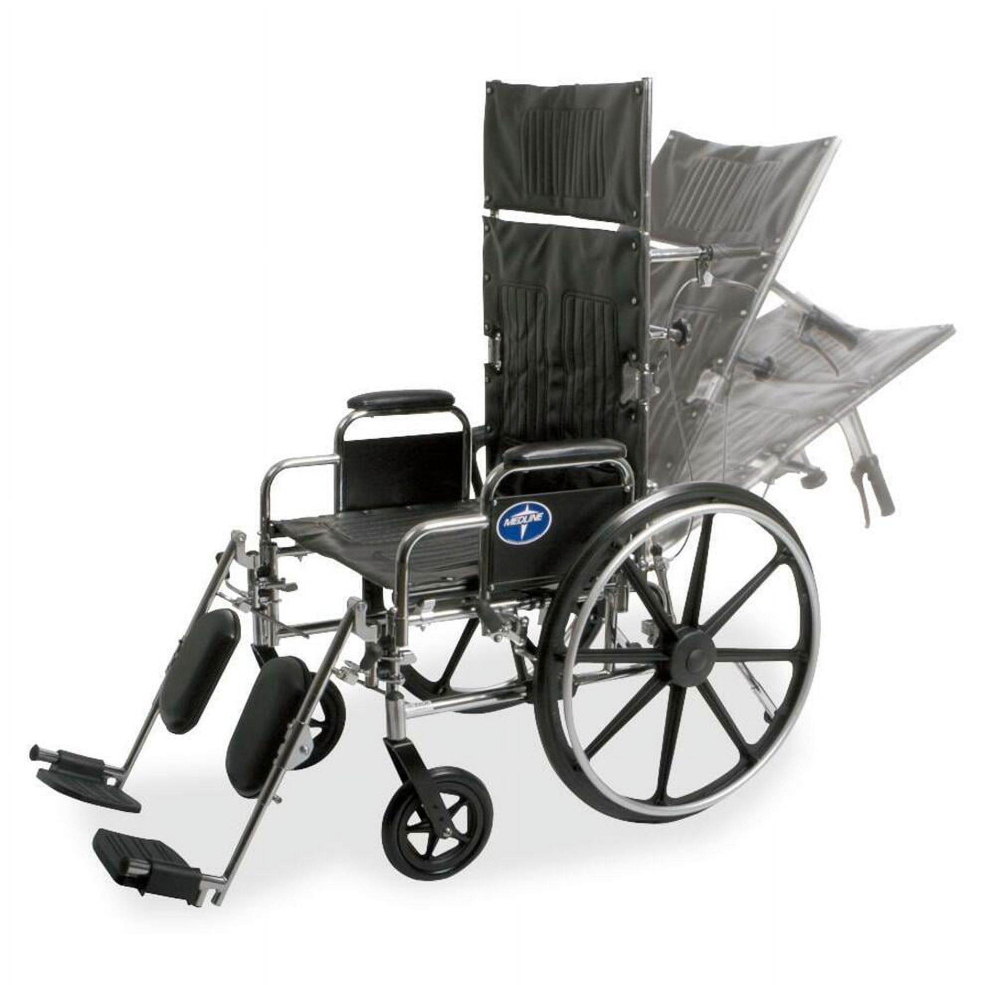 Medline Excel Reclining Wheelchair Desk Length Removable Armrests and Elevating Legrests