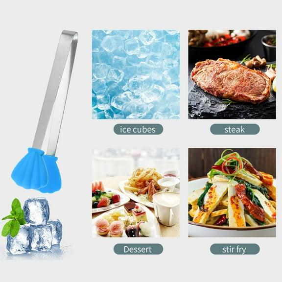 Stainless Steel Silicone Mini Tongs | 5-Inch Small Serving Tongs for Charcuterie Boards, Appetizers, Desserts & Food Plating | Dishwasher Safe Kitchen & Bar Tool