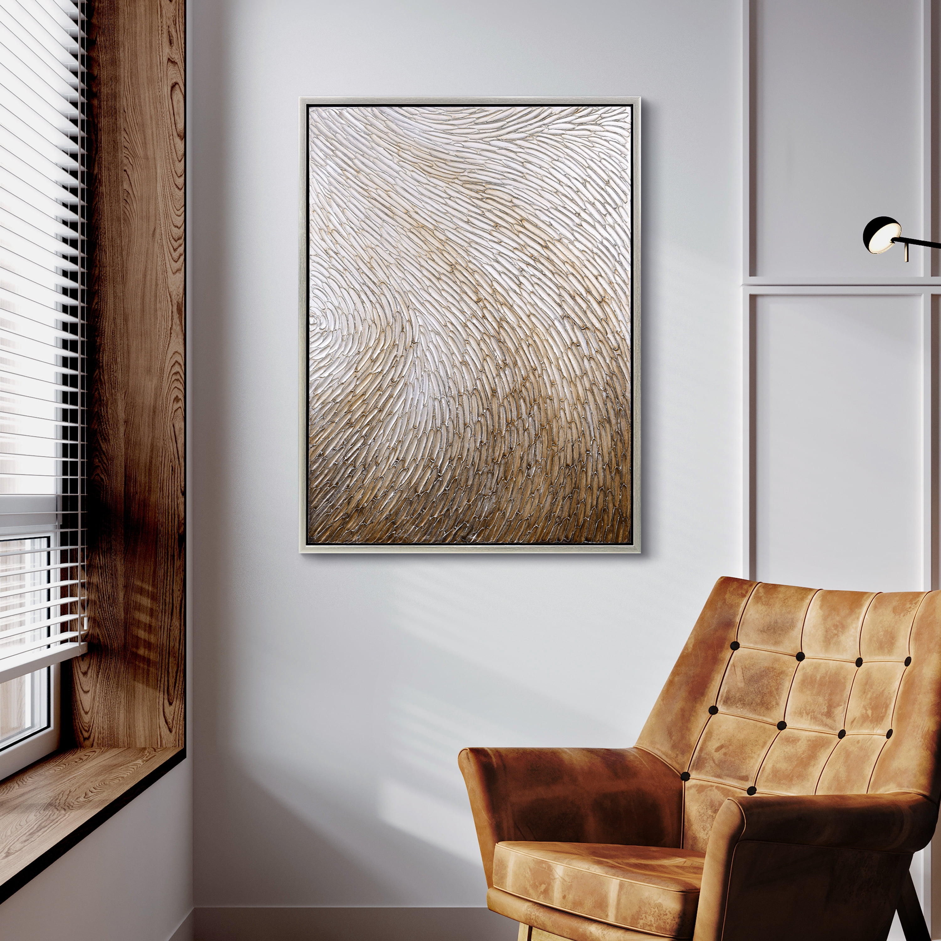 Gold Waves II Textured Metallic Hand Painted Framed Canvas Wall Art