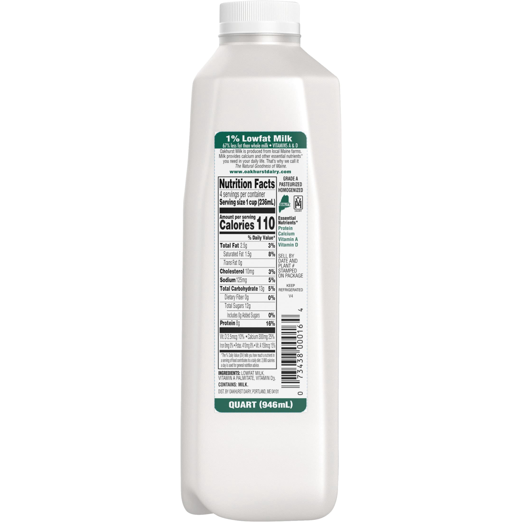 Oakhurst 1% Lowfat Milk Quart