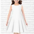 thumbnail image 2 of AJTQTH Sundress for Girls Cute Solid Color Tunic Slim Fit Flowy Midi DressCrewneck Sleeveless Gowns Stylish Frocks for Party School Summer Casual White 4 Years, 2 of 3