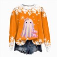 thumbnail image 6 of Towmus Halloween Sweaters for Women Novelty Xmas Roundneck Snowflake Sweatshirts Sequin Ghost Print Long Sleeve Pullover Tops, 6 of 6