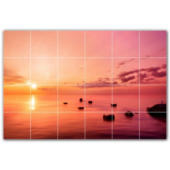Picture-Tiles.com: Sunset Ceramic Tile Wall Mural WAL500970-64M. 36"W x 24"H using (24) 6" x 6" Ceramic Tiles-Satin Finish