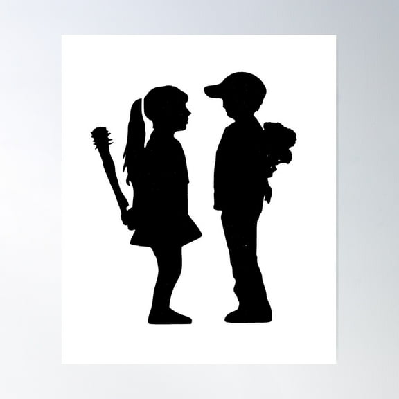 Boy Meets Girl Banksy Stencil Art Poster Wall Art, Modern Wall Decor For Living Room Bedroom, 24x36 UNFRAMED