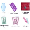 thumbnail image 2 of Menstrual Kit All-in-One | Convenience on The Go | Single Period Kit Pack for Travelling, Tweens & Teenagers or Emergency situations | Individually Wrapped Feminine Hygiene Products (Red Purse), 2 of 2