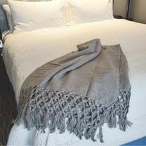 Aanny Designs THRB018 Braden Cotton Throw Blanket, Light Grey