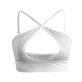 thumbnail image 4 of Yuannlog Women Tanks Cute Sports Crop Tops Halter Criss Cross Sleeveless Ribbed Cut Out Backless Yoga Camis Tank Tops, 4 of 6