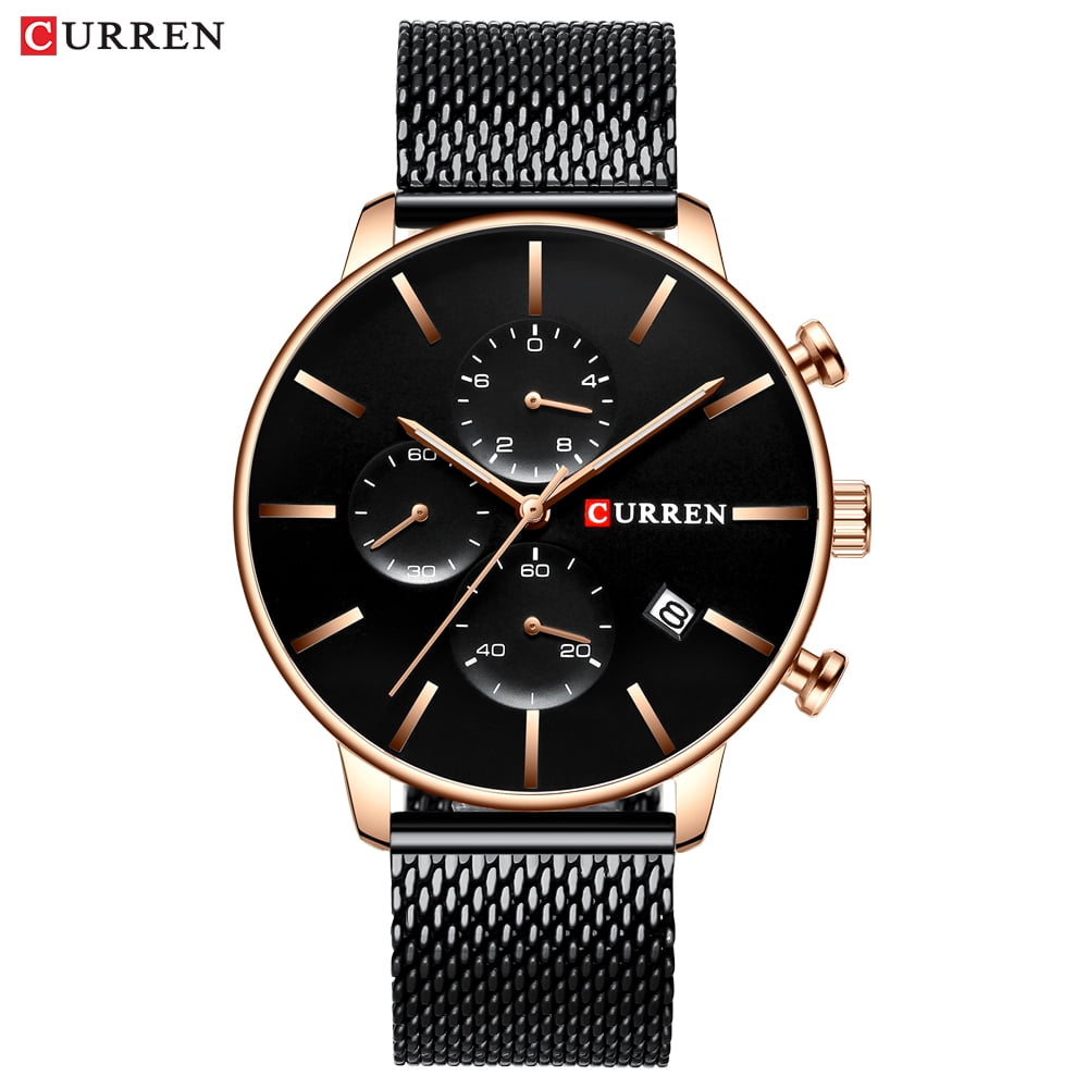 CURREN 8339 Men Quartz Watch Stainless Steel Band Fashion Multifunction Wristwatch 3ATM Luminous Display Chronograph Calendar Date Watches Walmart