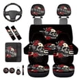 thumbnail image 6 of Binienty Gothic Skull Auto Seat Covers Front and Rear Bench Protectors Red Rose Carseat Covers with Headrest Cover Seatbelt Pads Armrest Cover Steering Wheel Cover Automotive Interior Accessories, 6 of 8
