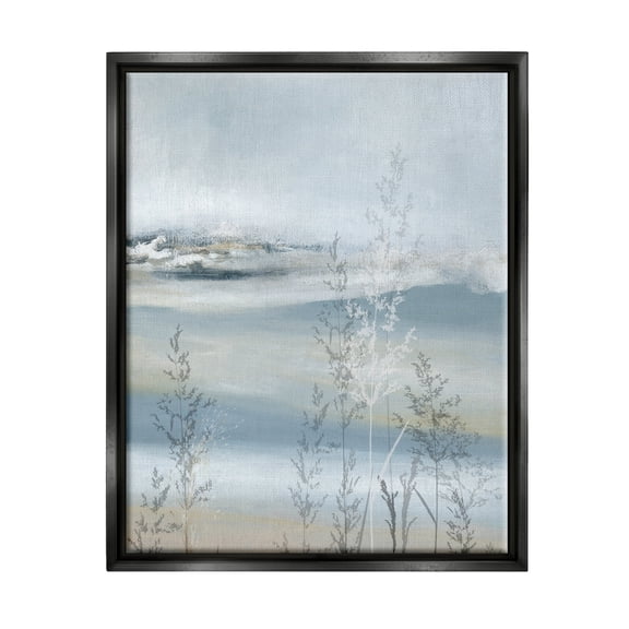 Stupell Industries Abstract Blue Landscape Abstract Painting Black Floater Framed Canvas Art Print Wall Art, 17 x 21