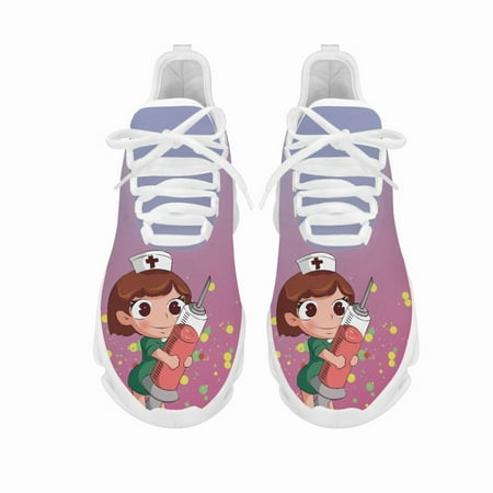 

Yikeluo Women Autumn and Winter New Nursing Shoes Prints Fashion Woman Hospital Theme Design Low Heels Shoes Ladies zapatilla