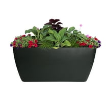 Algreen Manhattan Rectangle Planter, Black