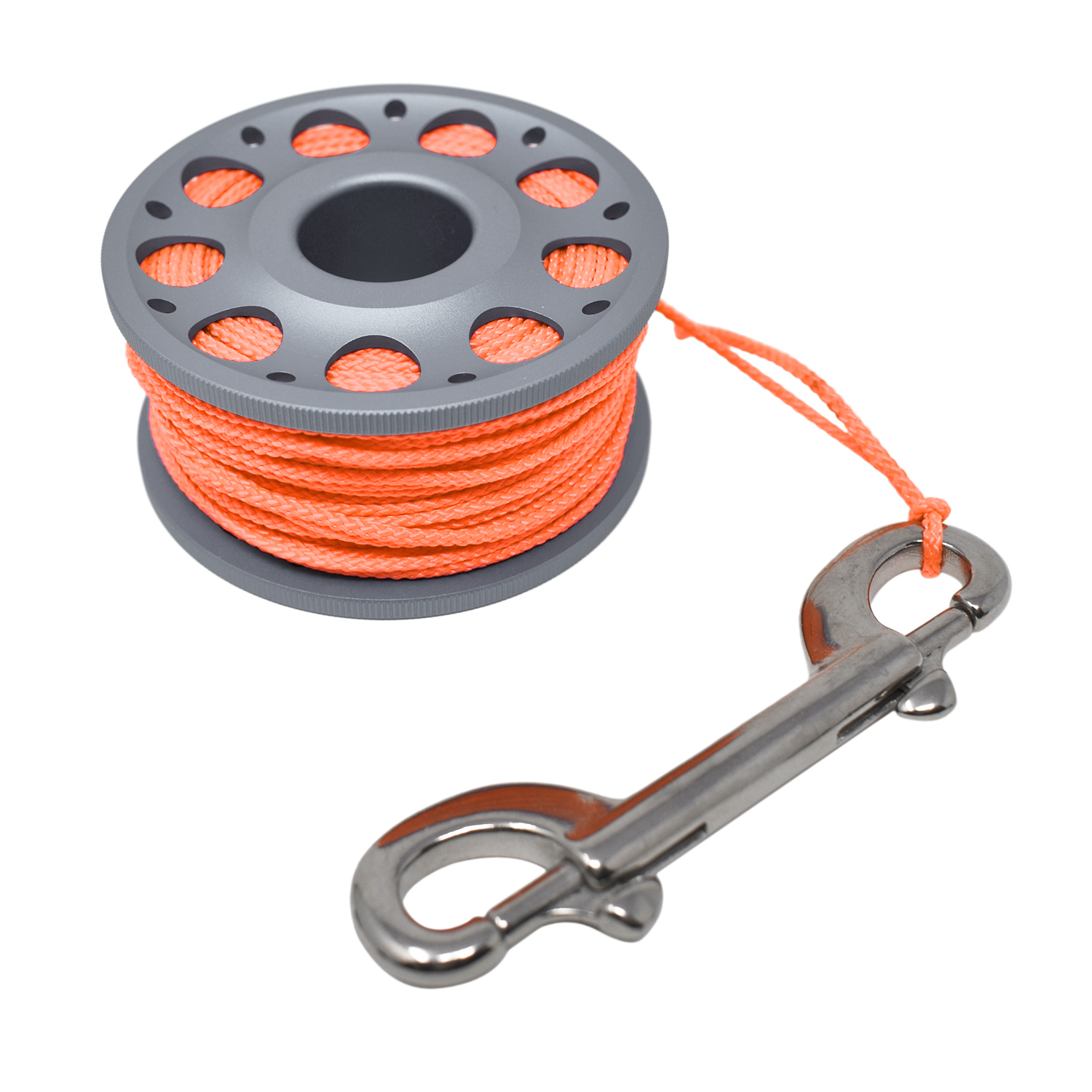 Aluminum Finger Spool 100ft Dive Reel w/ Retractable Holder, Gray/Orange - image 4 of 4